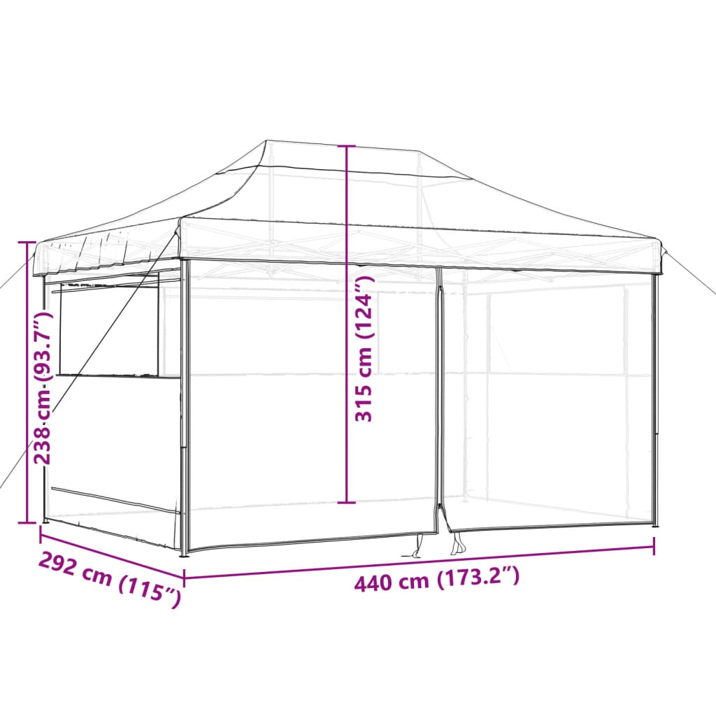 vidaXL foldbart pop-up festtelt med 4 sidevægge terracotta