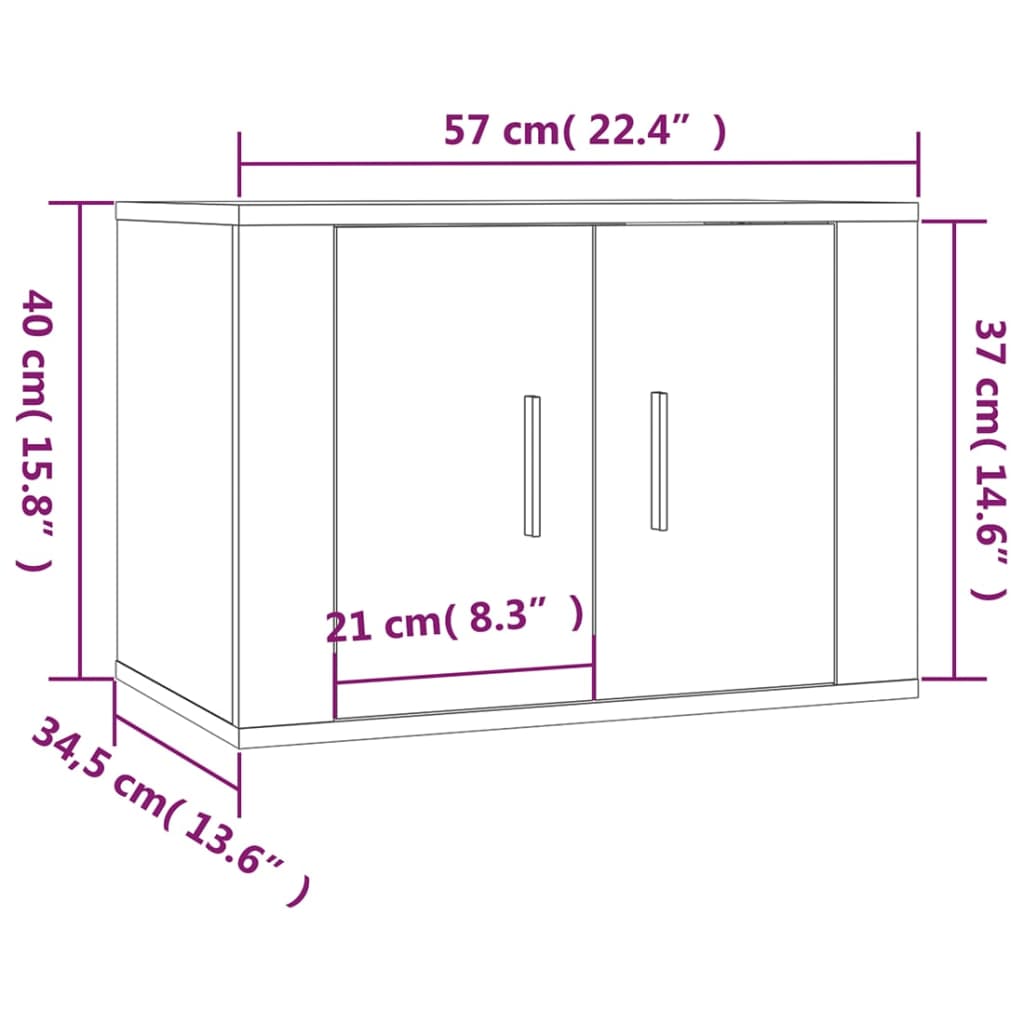 vidaXL væghængte tv-skabe 2 stk. 57x34,5x40 cm betongrå