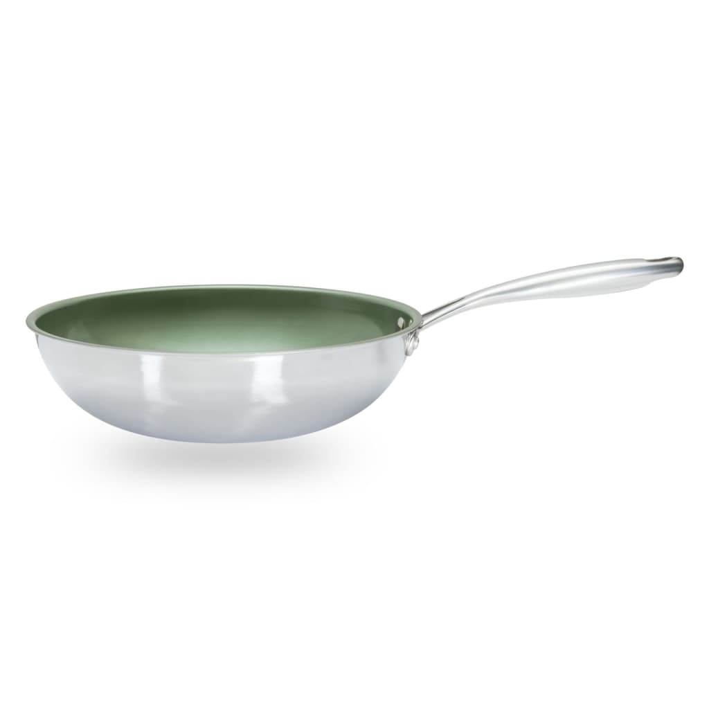 Just Vegan wokpande ECO CeraVegan 28 cm rustfrit stål grøn