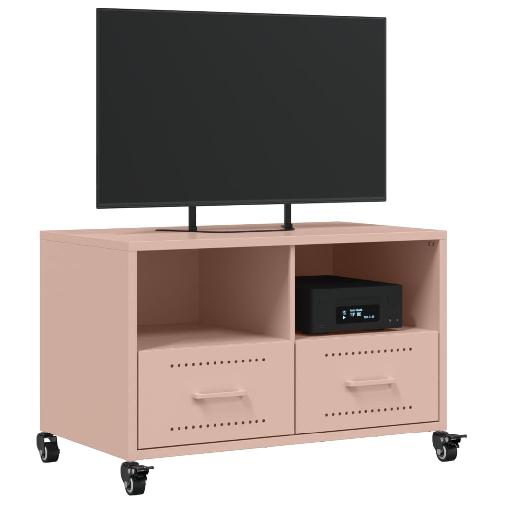 vidaXL tv-bord 68x39x43,5 cm koldvalset stål lyserød