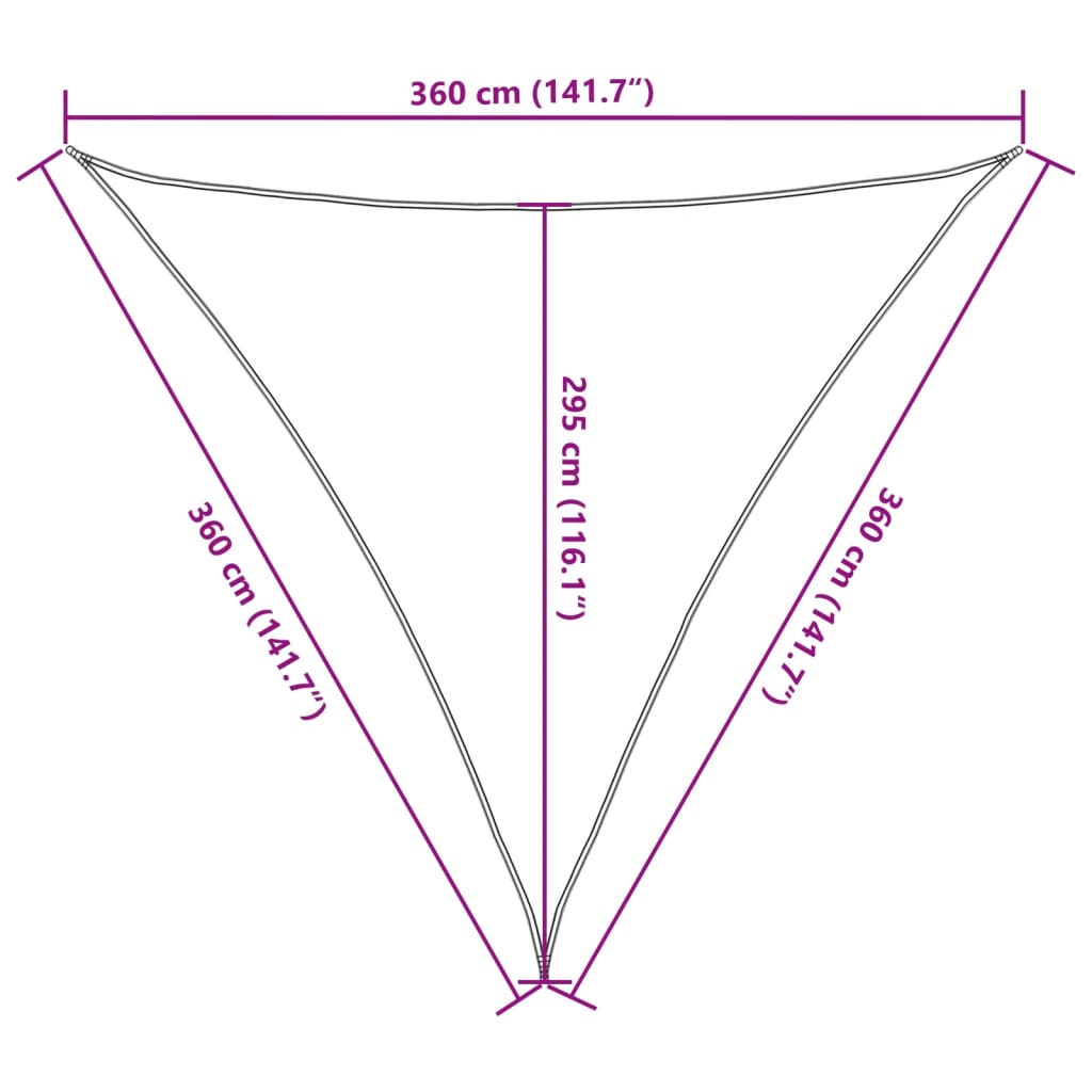 vidaXL solsejl 3,6x3,6x3,6 m 100 % polyesterstof lysegrå