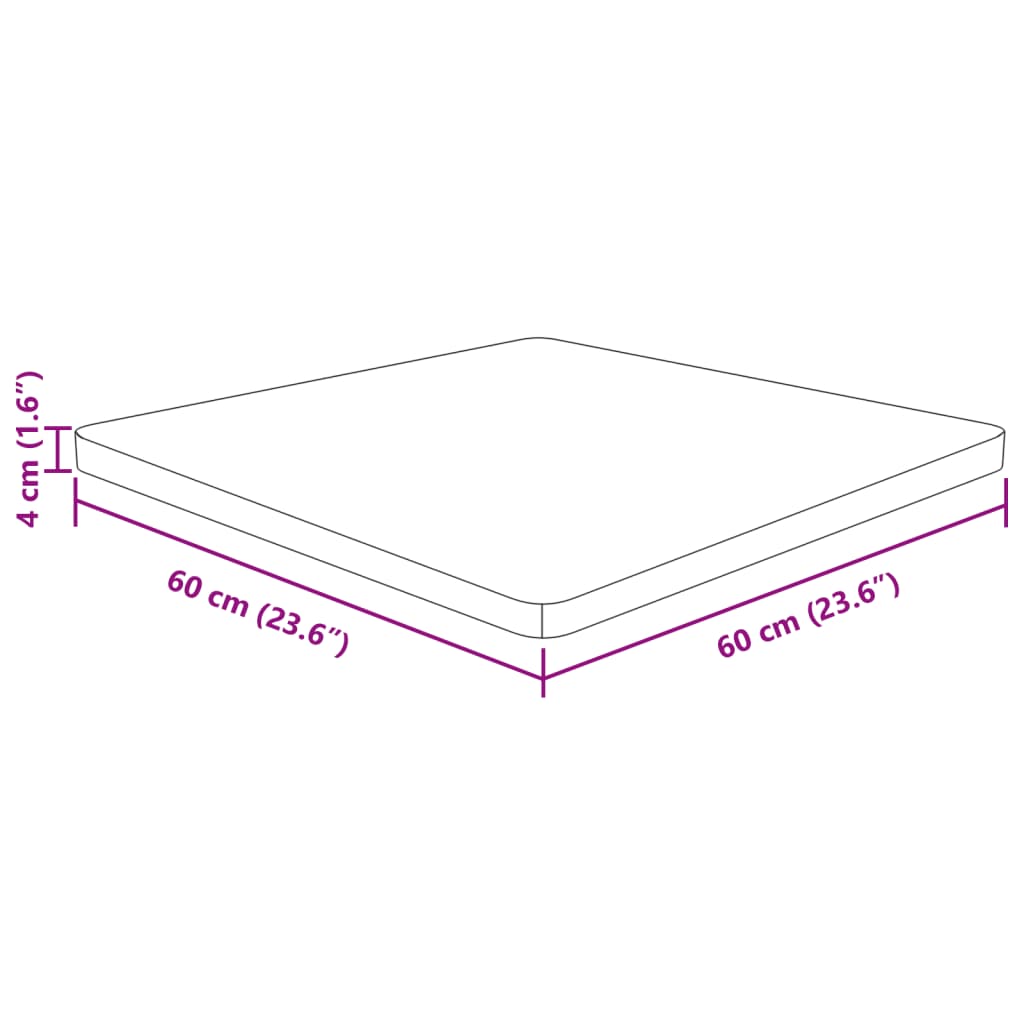 vidaXL firkantet bordplade 60x60x4 cm behandlet massivt eg mørkebrun