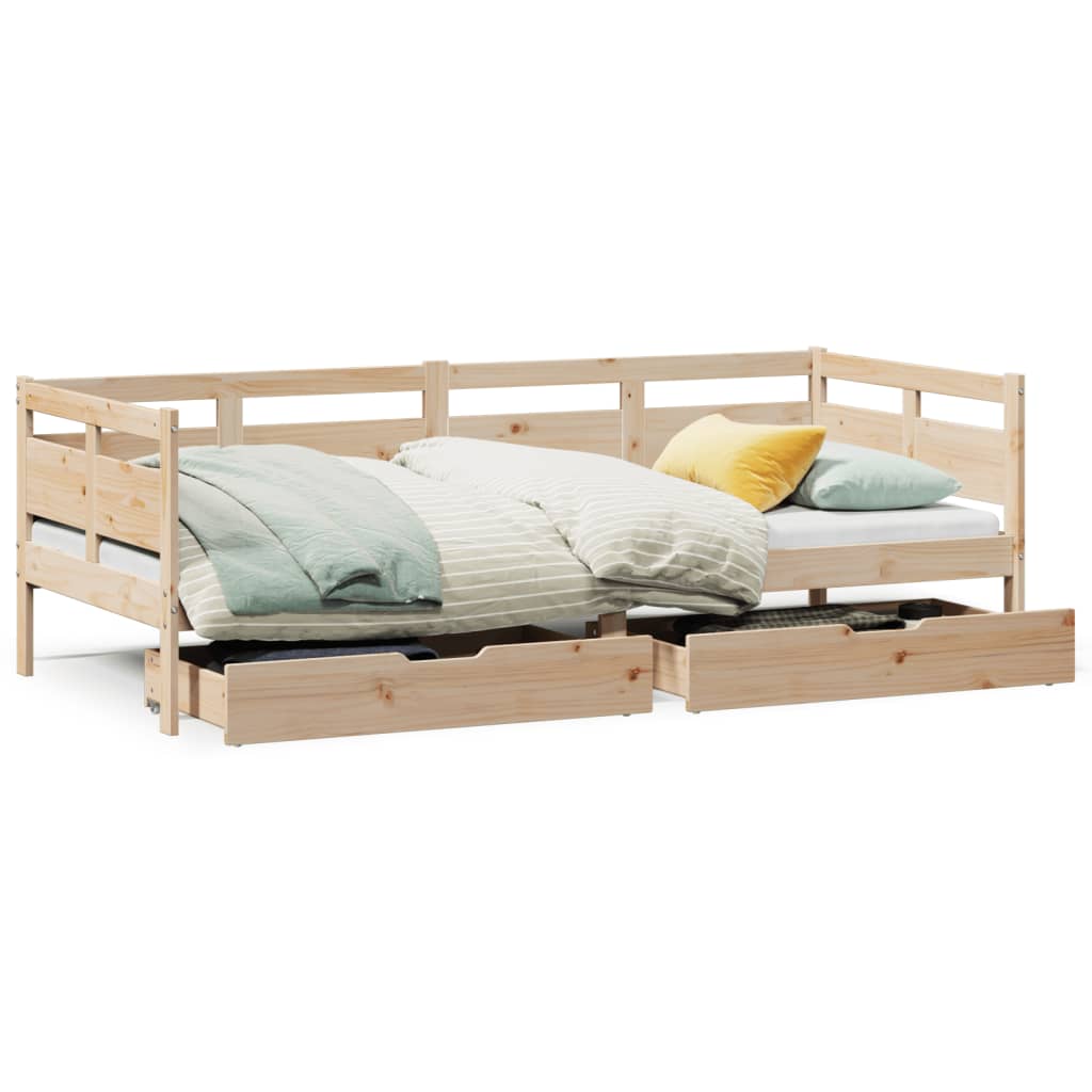 vidaXL daybed med skuffer 80x200 cm massivt fyrretræ