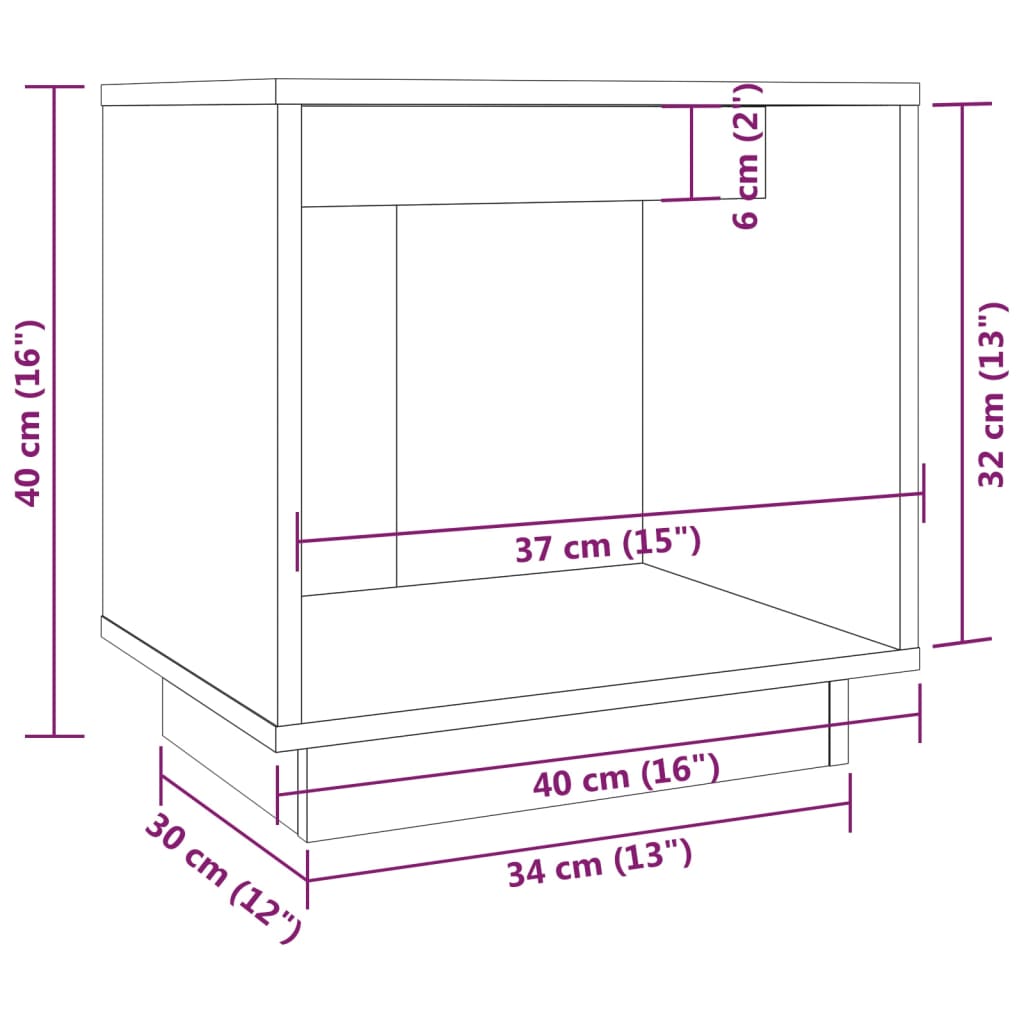 vidaXL sengebord 40x30x40 cm massivt fyrretræ grå