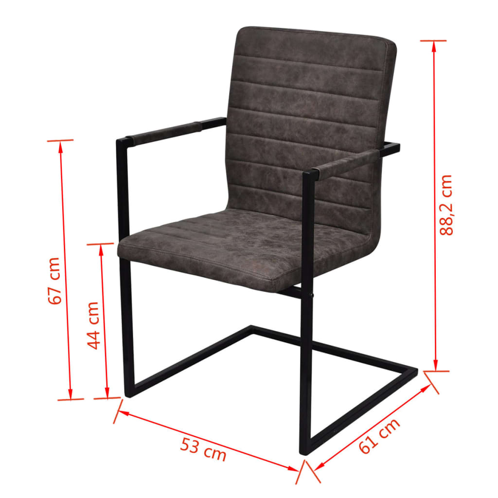 vidaXL spisebordsstole med cantilever 6 stk. kunstlæder brun