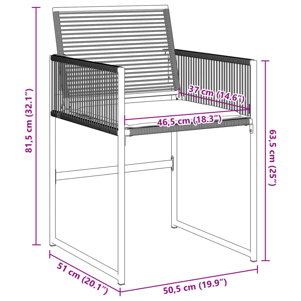 vidaXL havestole med hynder 4 stk. polyrattan sort