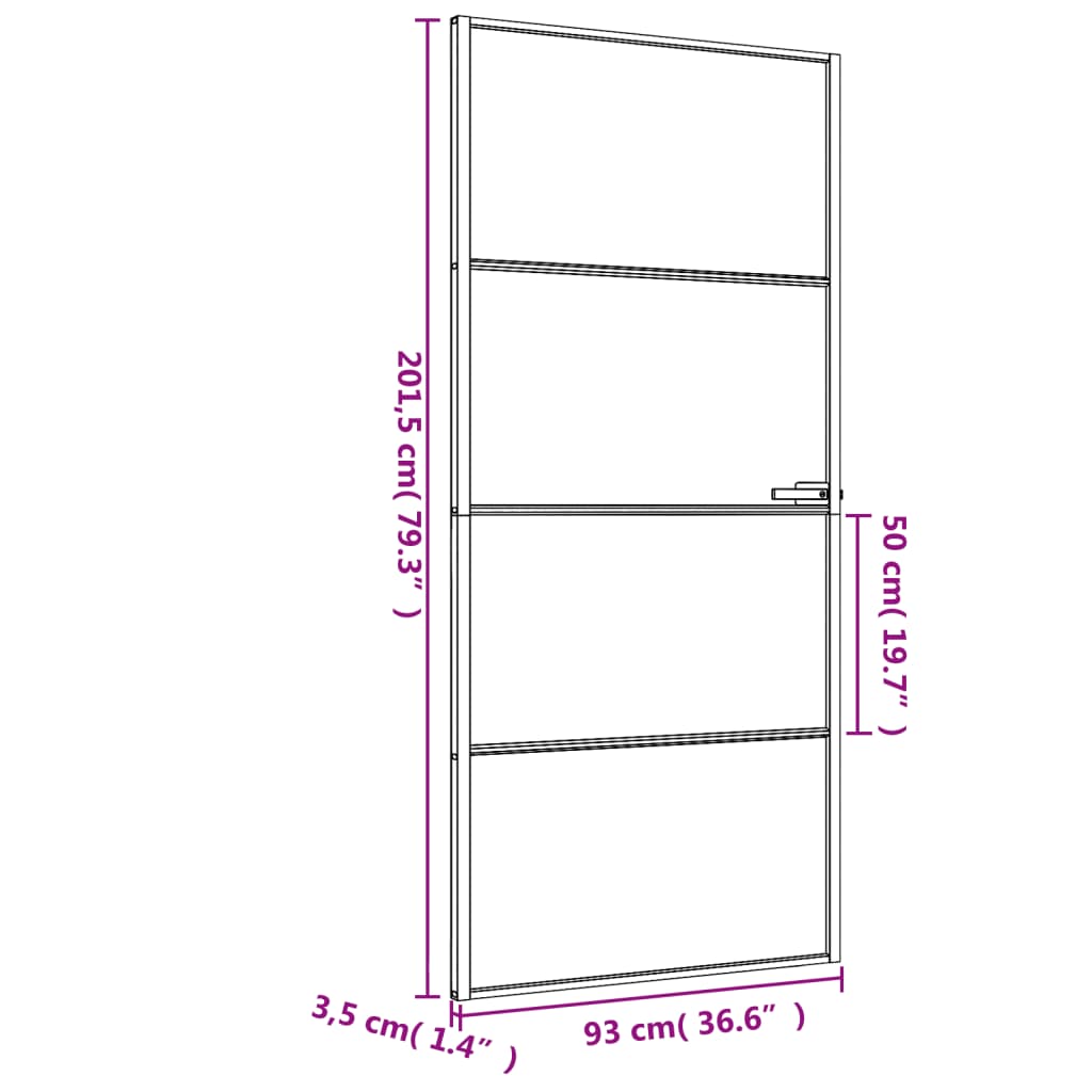 vidaXL dør 93x201,5 cm hærdet glas og aluminium sort