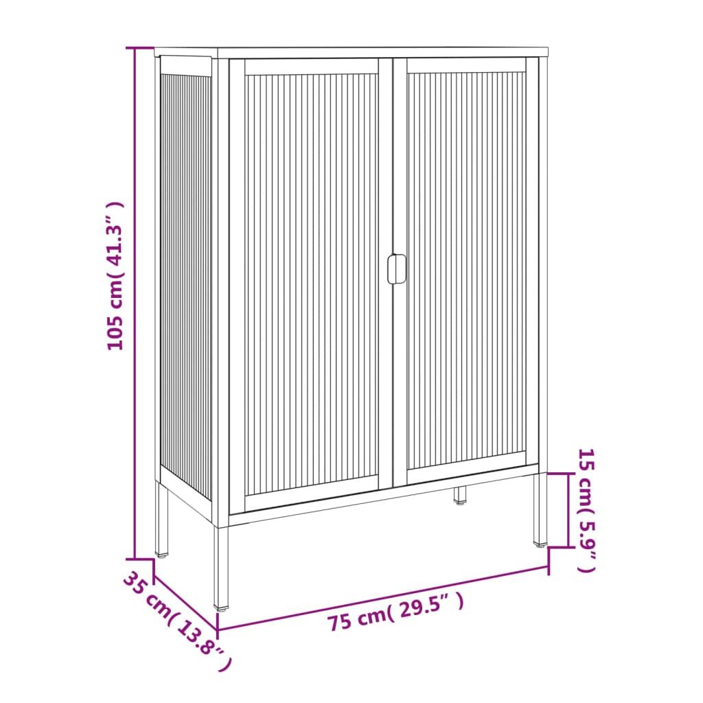 vidaXL skænk 75x35x105 cm glas og stål sort