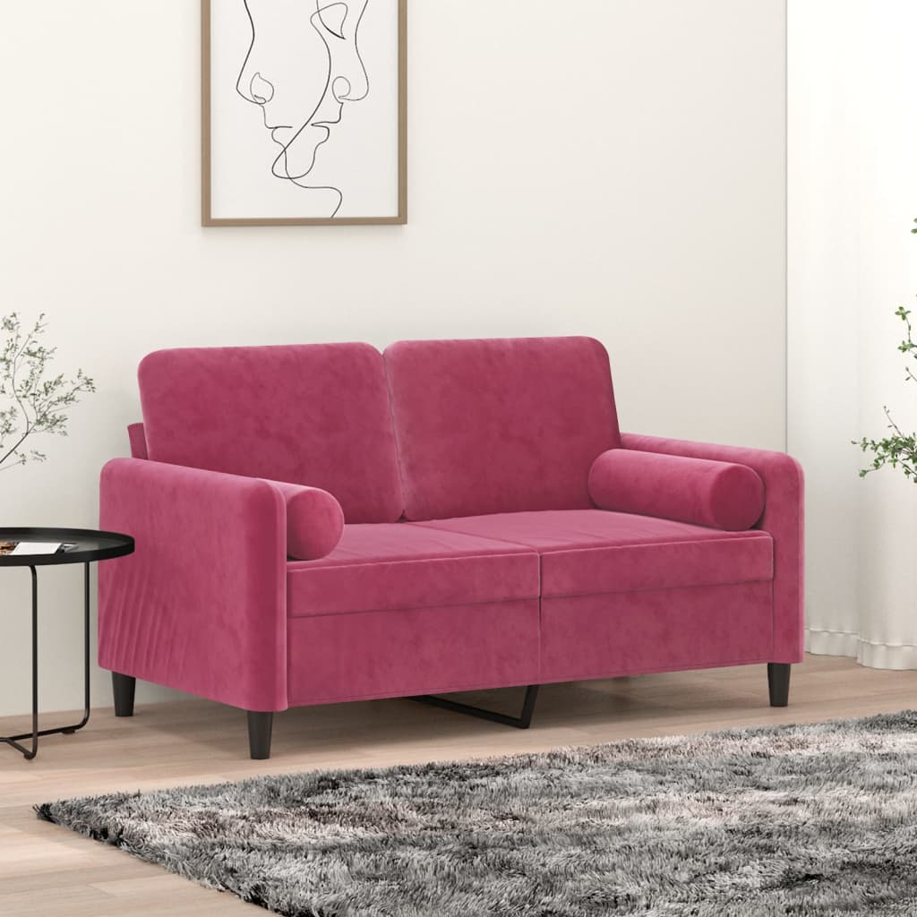 vidaXL pyntepuder 2 stk. Ø15x50 cm velour vinrød