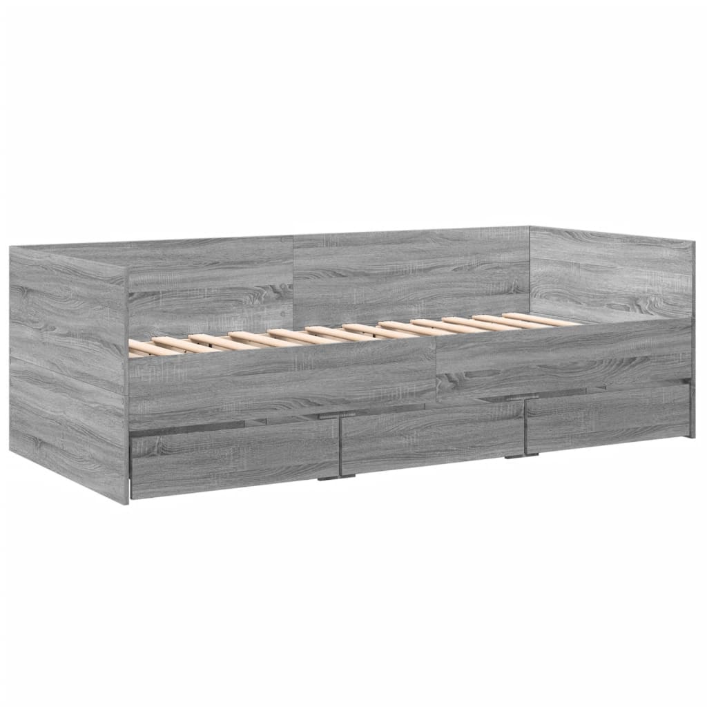 vidaXL daybed med skuffer uden madras 75x190 cm grå sonoma-eg