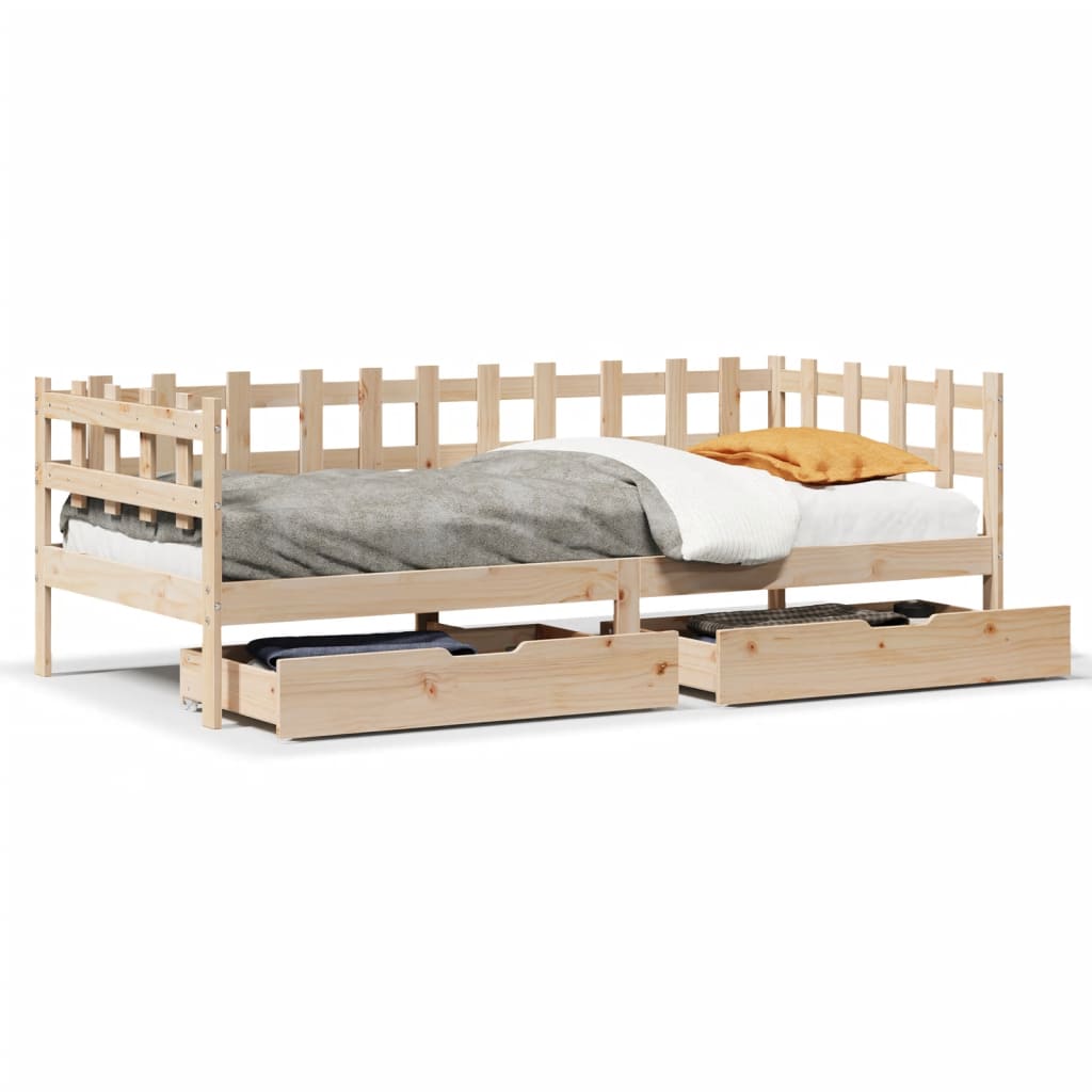 vidaXL daybed med skuffer 80x200 cm massivt fyrretræ