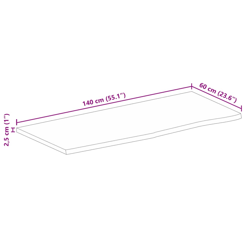 vidaXL bordplade 140x60x2,5 cm naturlig kant massivt mangotræ