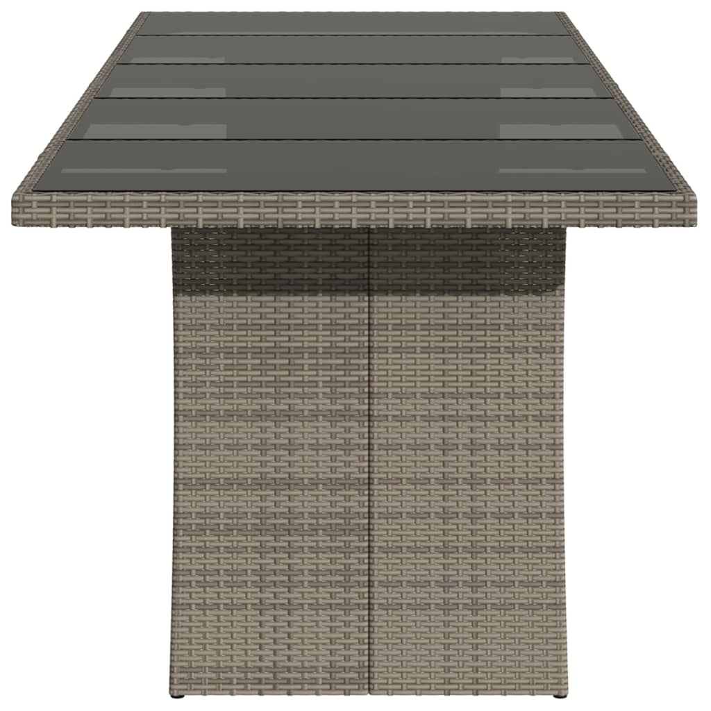 vidaXL havebord med glastop 240x90x75 cm polyrattan grå