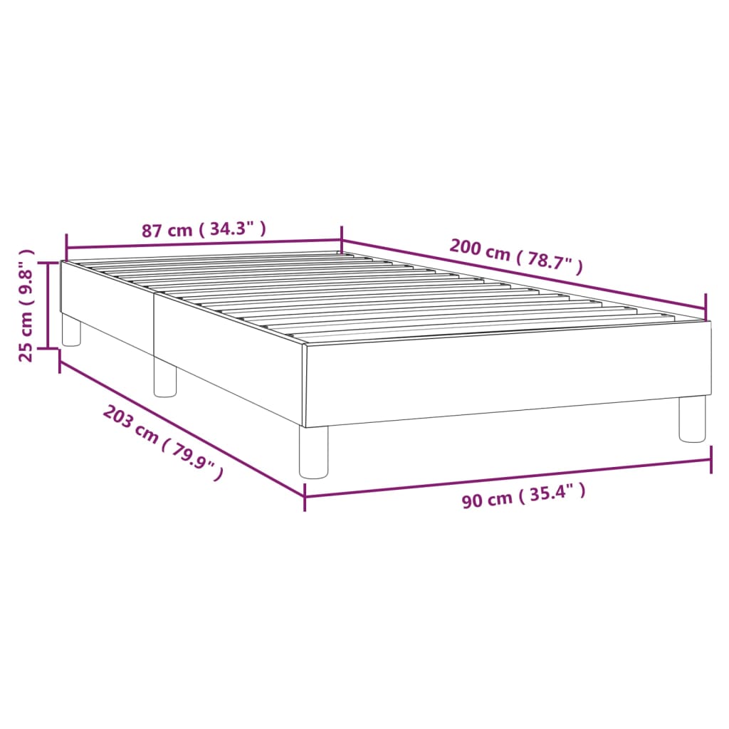 vidaXL sengeramme 90x200 cm fløjl sort