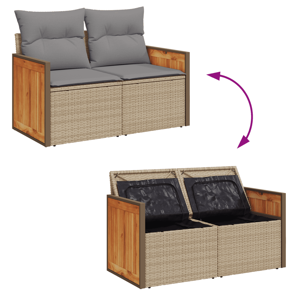 vidaXL sofasæt til haven 11 dele med hynder polyrattan beige