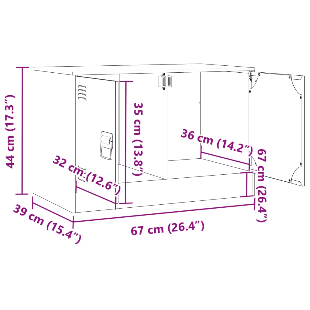 vidaXL tv-bord 67x39x44 cm stål antracitgrå