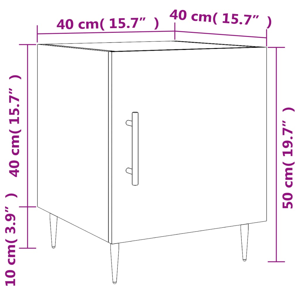 vidaXL sengeborde 2 stk. 40x40x50 cm konstrueret træ betongrå