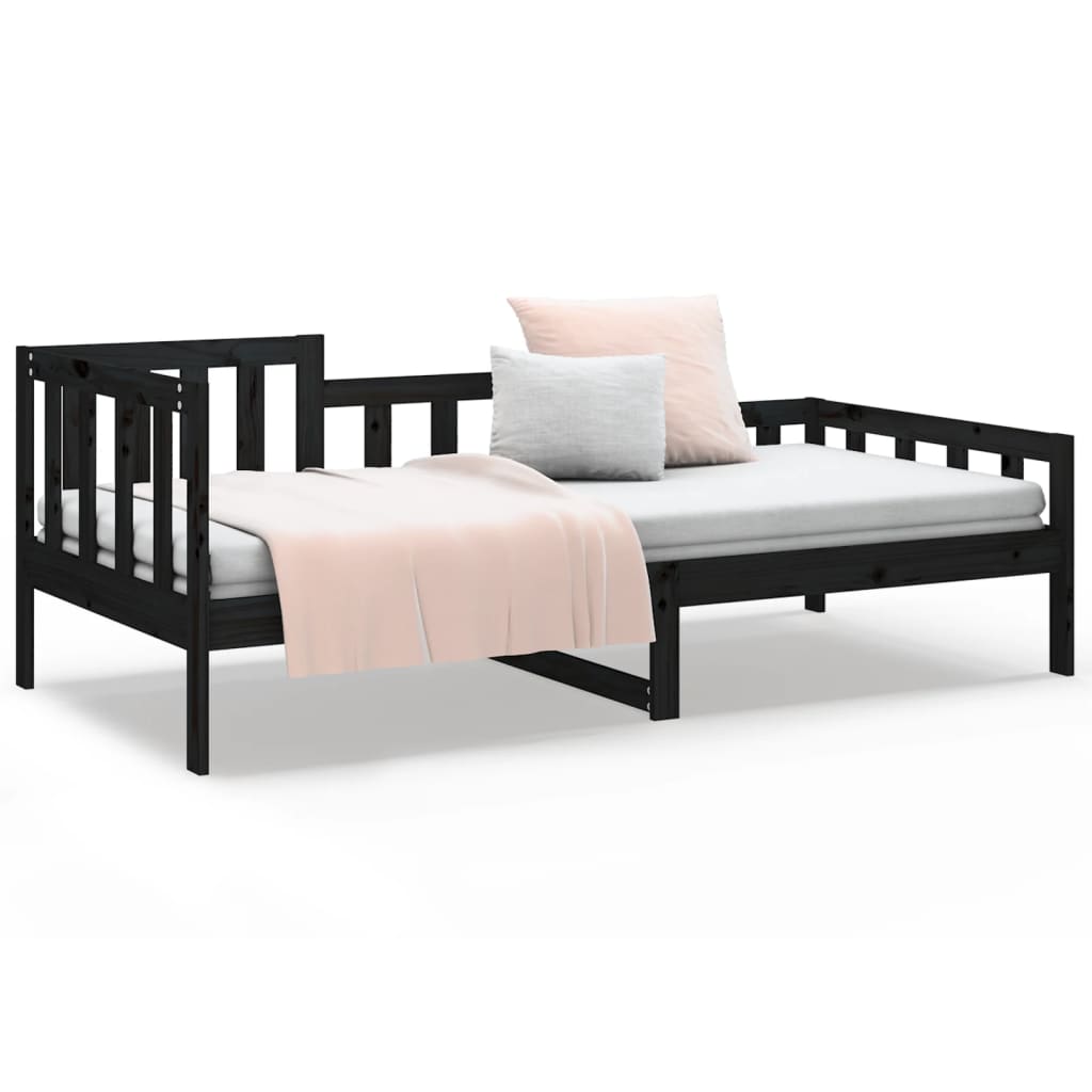 vidaXL daybed 90x200 cm massivt fyrretræ sort