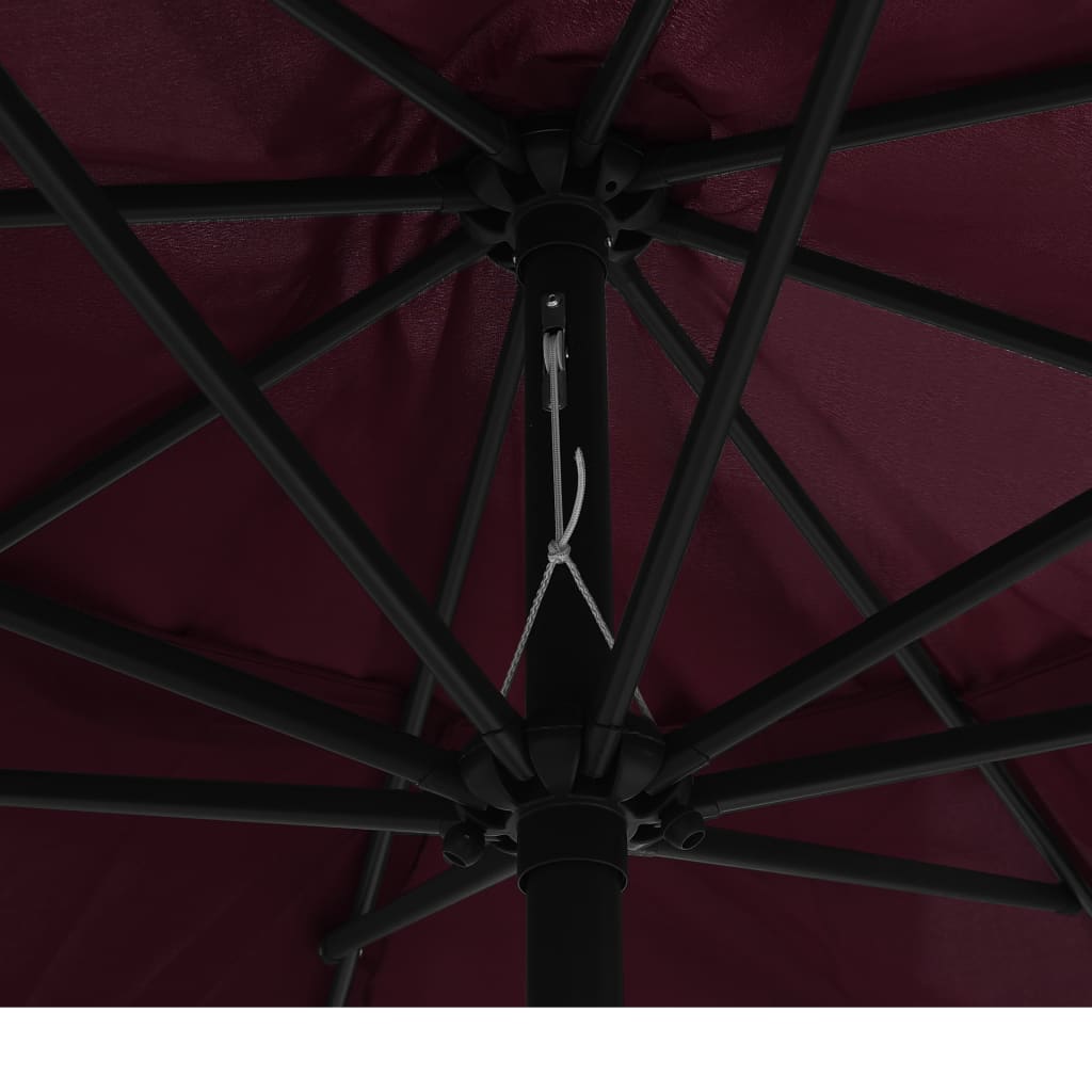 vidaXL udendørs parasol med metalstang 400 cm bordeauxrød