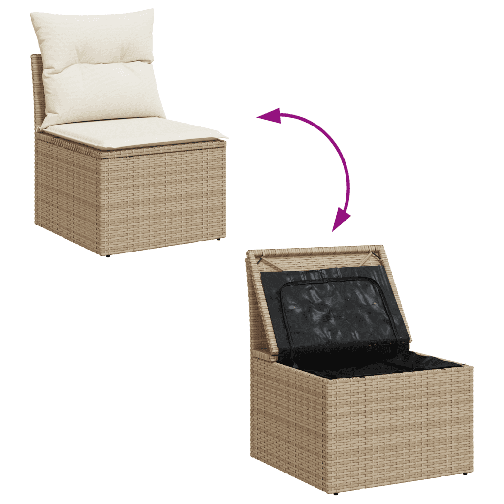 vidaXL sofasæt til haven 11 dele med hynder polyrattan beige