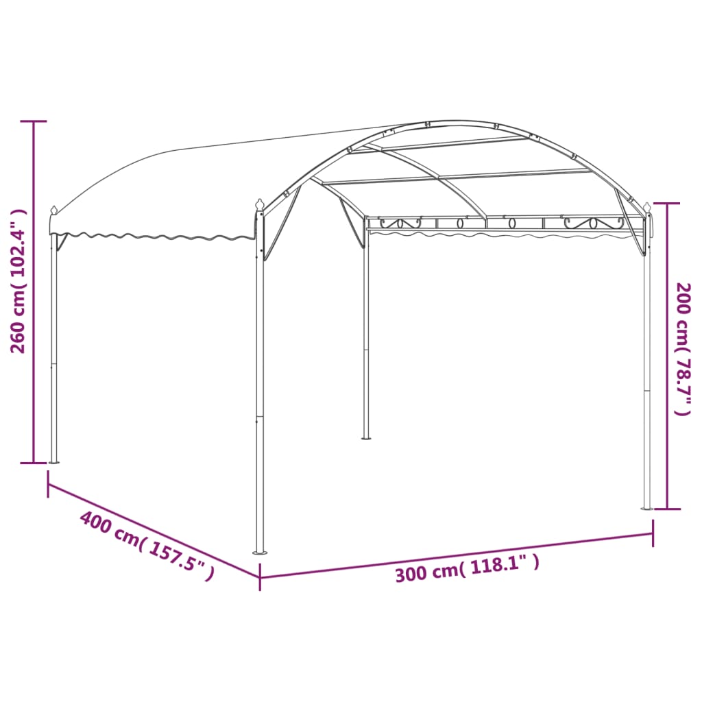 vidaXL pavillon 4x3x2,6 m 180 g/m² gråbrun