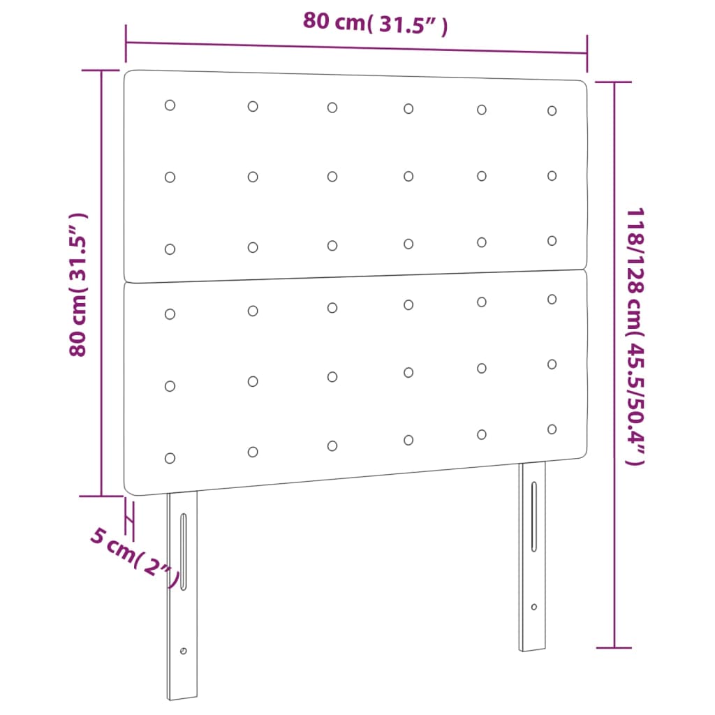 vidaXL sengegavl med LED-lys 80x5x118/128 cm kunstlæder hvid