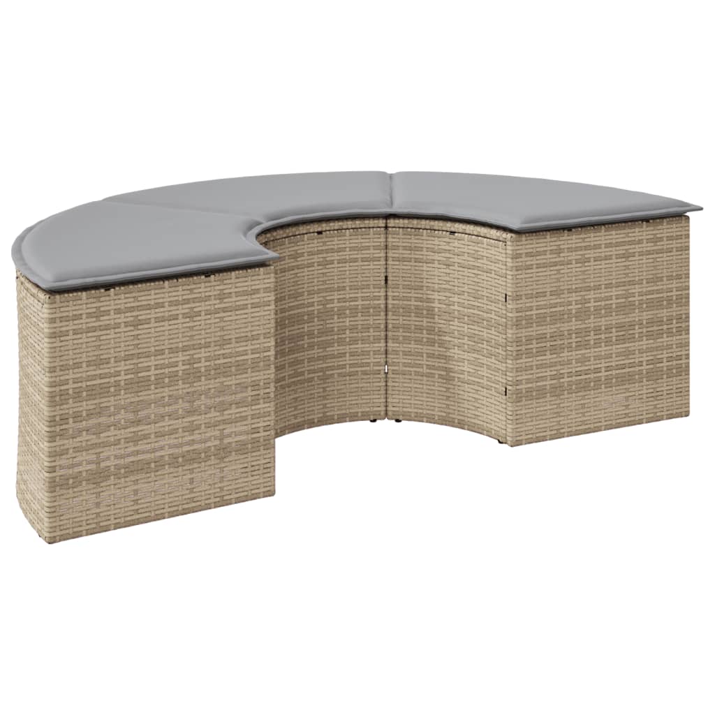 vidaXL haveskammel med hynde polyrattan beige