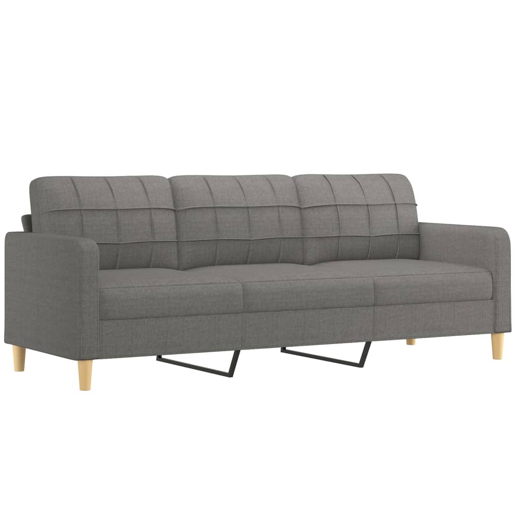 vidaXL 3-personers sofa med puder og hynder 210 cm stof mørkegrå