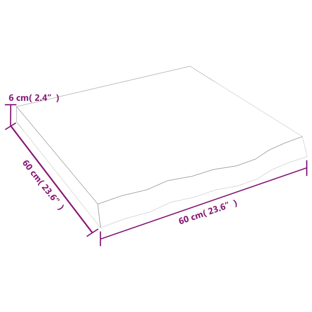 vidaXL bordplade 60x60x(2-6) cm ubehandlet massivt egetræ