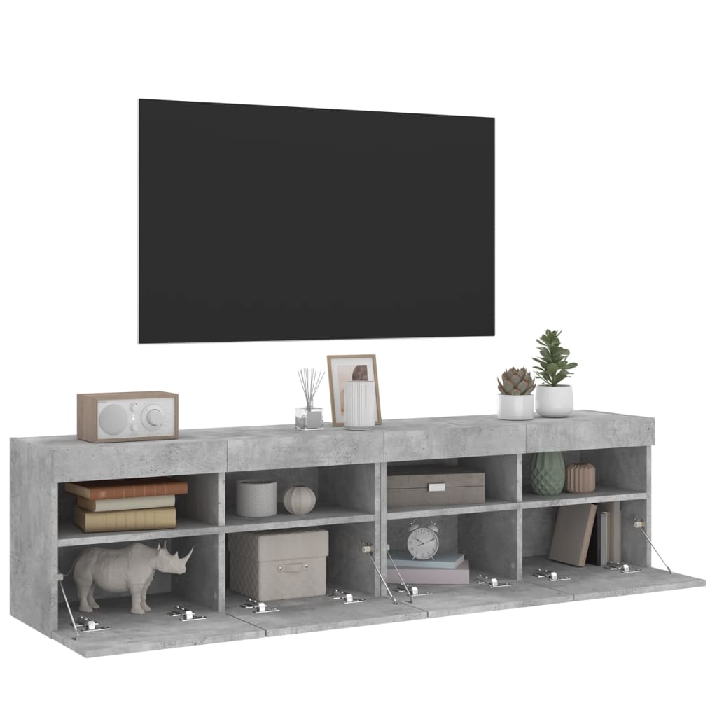vidaXL væghængte tv-borde 2 stk. med LED-lys 80x30x40 cm betongrå