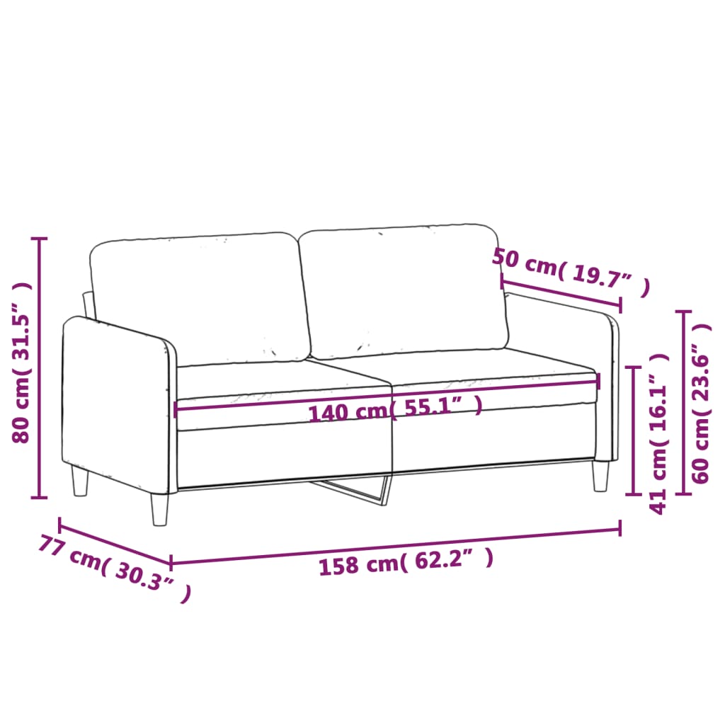 vidaXL 2-personers sofa 140 cm stof sort