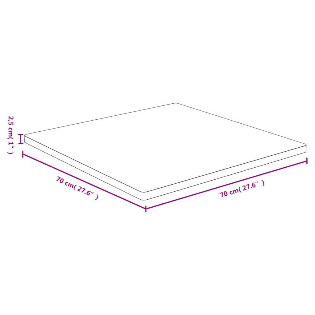 vidaXL bordplade 70x70x2,5 cm bambus