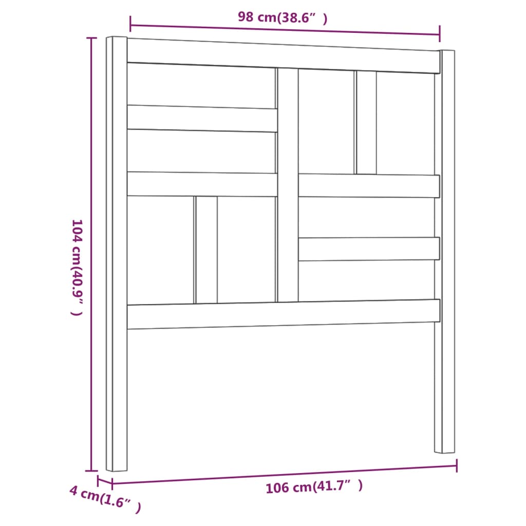 vidaXL sengegærde 81x4x104 cm massivt fyrretræ