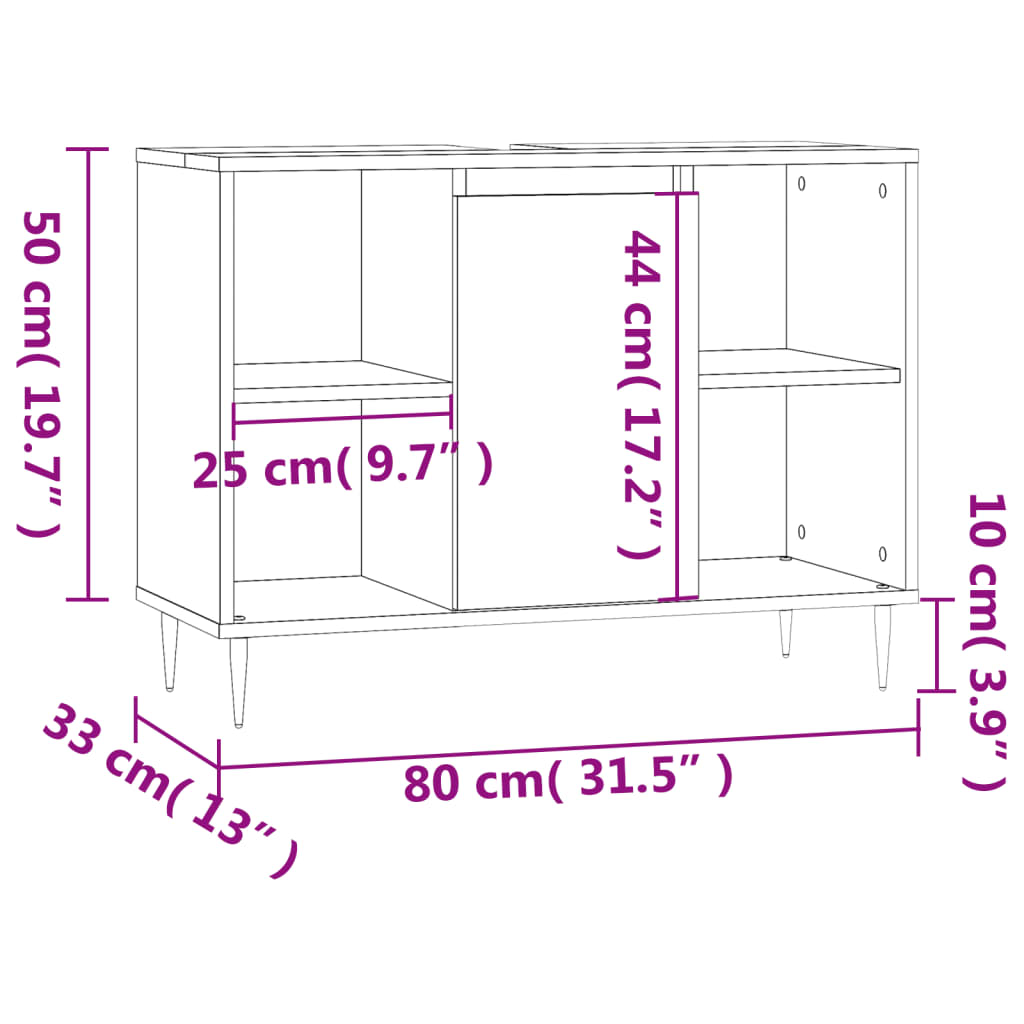 vidaXL badeværelsesskab 80x33x60 cm konstrueret træ hvid