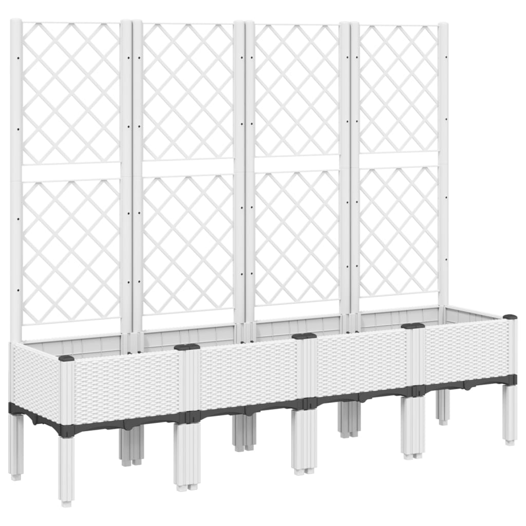 vidaXL plantekasse med espalier 160x40x142 cm PP hvid