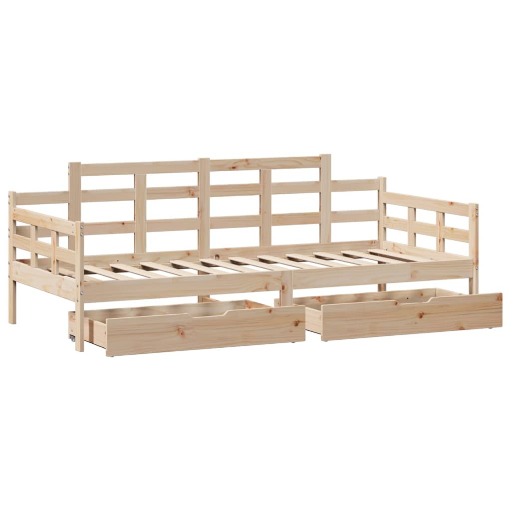 vidaXL daybed med skuffer 80x200 cm massivt fyrretræ