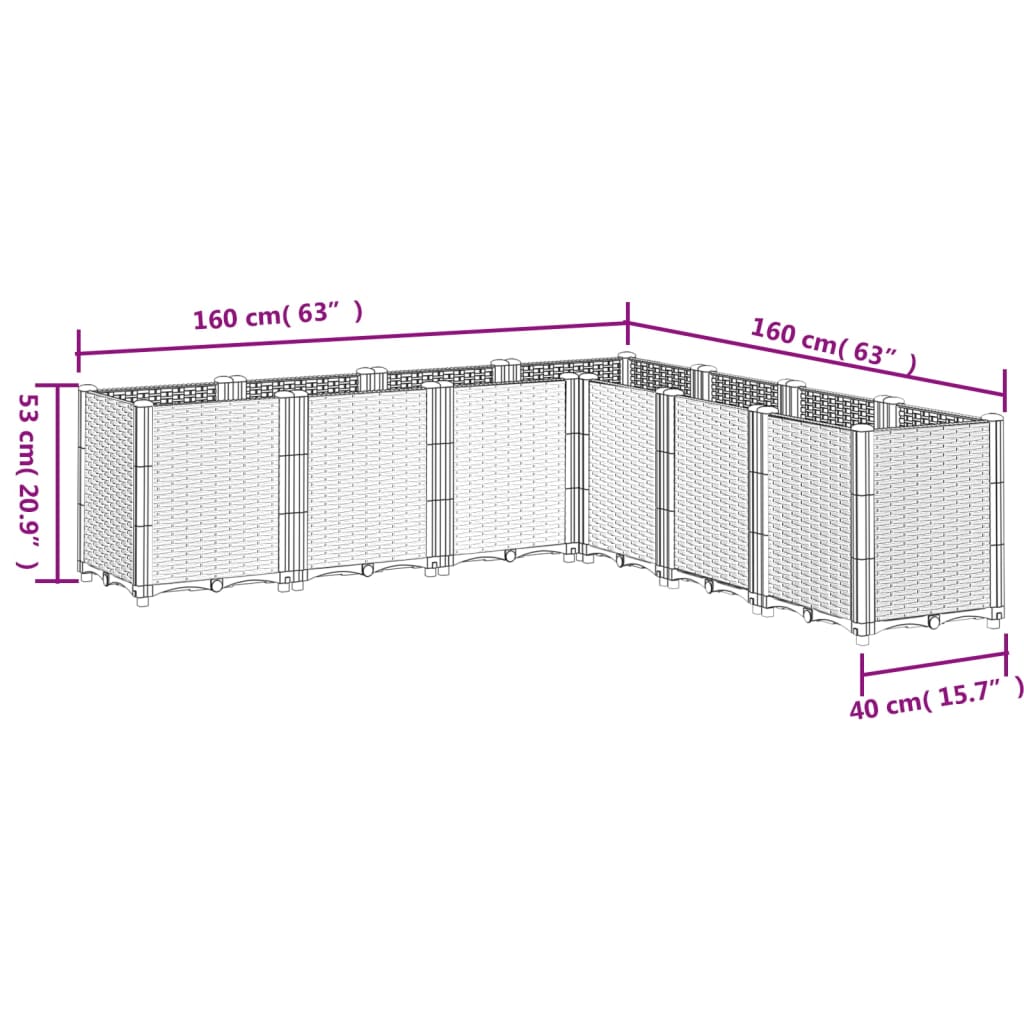 vidaXL plantekasse 160x160x53 cm PP hvid