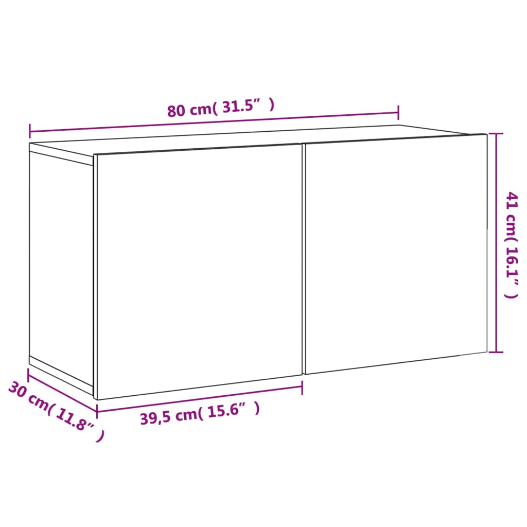 vidaXL væghængt tv-bord 80x30x41 cm grå sonoma-eg