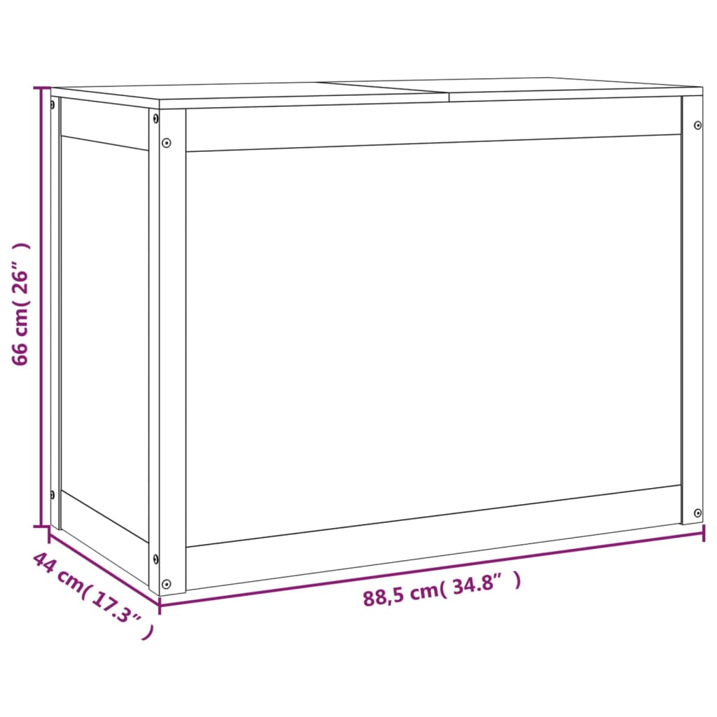 vidaXL vasketøjskurv 88,5x44x66 cm massivt fyrretræ sort