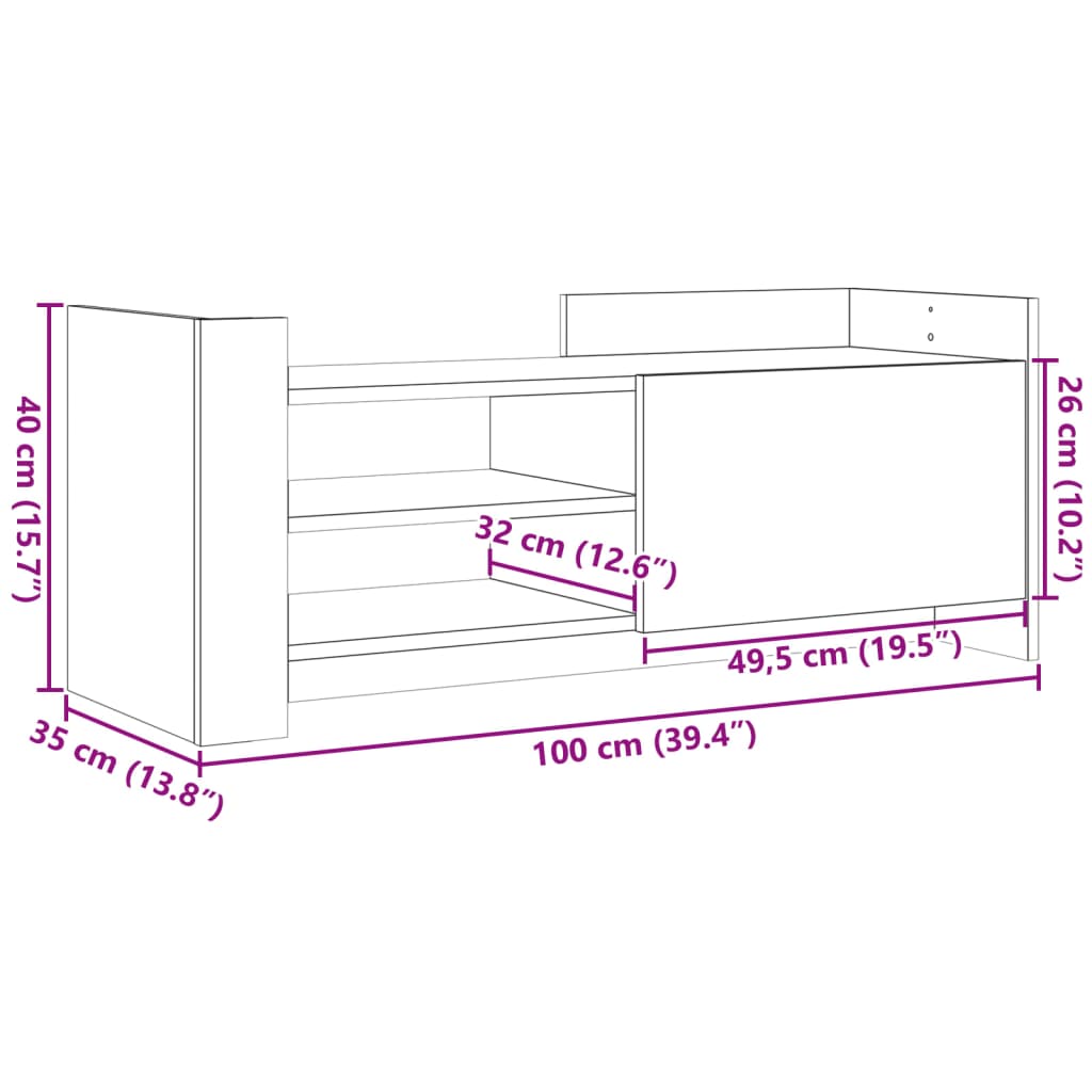 vidaXL tv-bord 100x35x40 cm konstrueret træ betongrå