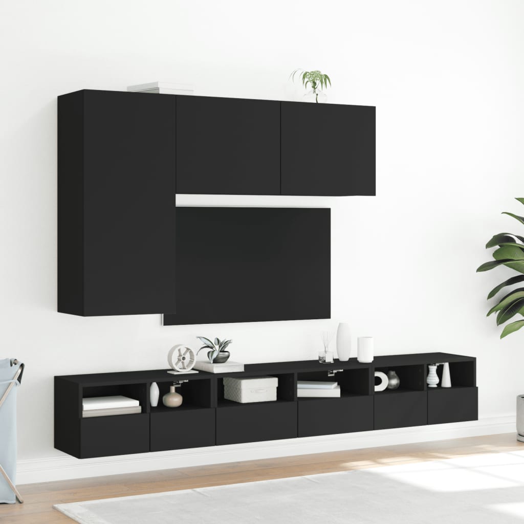 vidaXL væghængte tv-borde 2 stk. 60x30x30 cm konstrueret træ sort