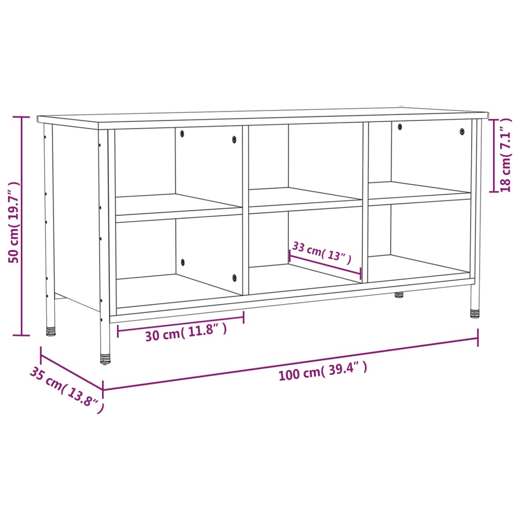 vidaXL skoreol 100x35x50 cm konstrueret træ sonoma-eg