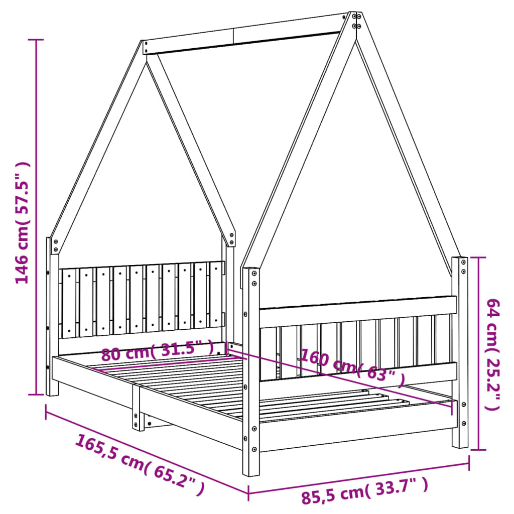 vidaXL sengeramme til juniorseng 80x160 cm massivt fyrretræ hvid