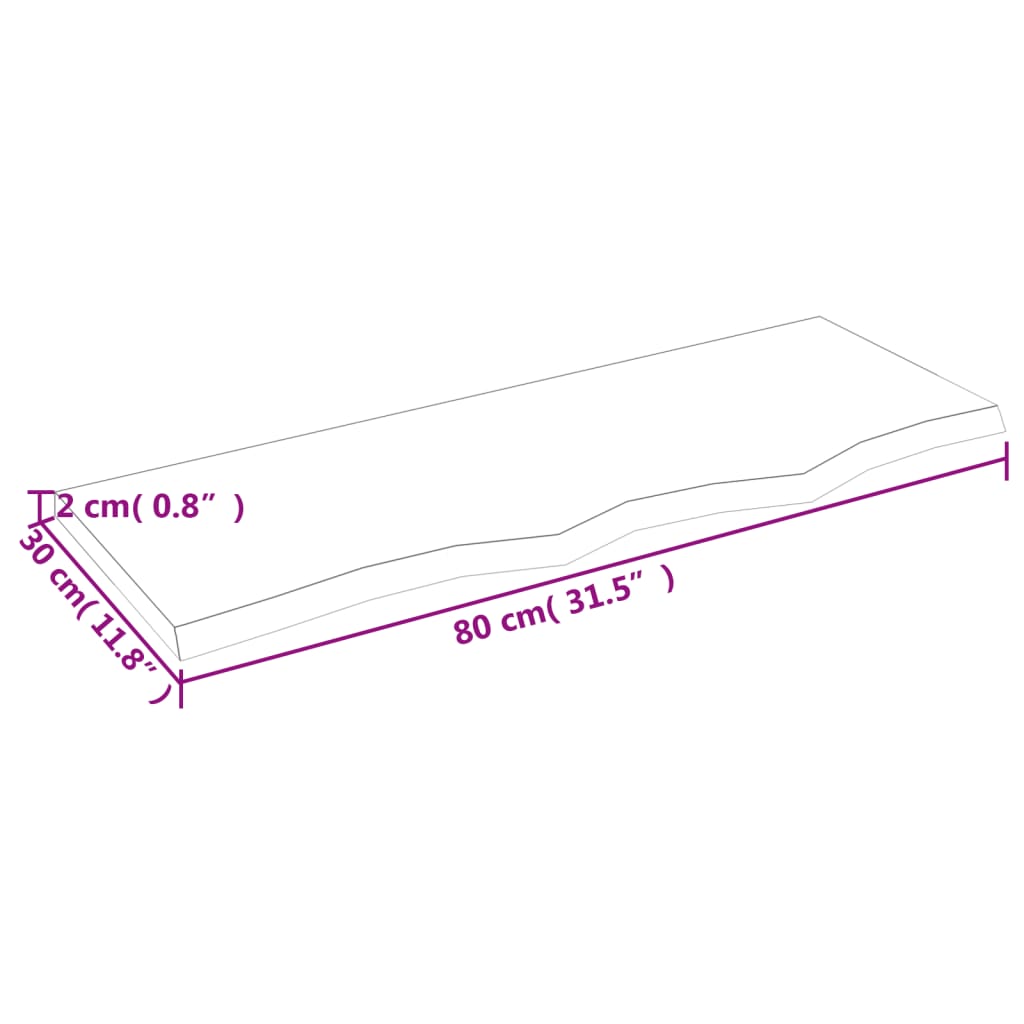 vidaXL bordplade til badeværelse 80x30x2 cm massivt træ mørkebrun