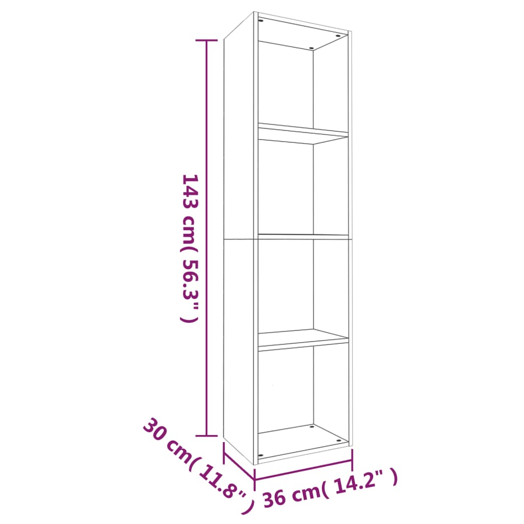 vidaXL bogreol/tv-skab 36x30x143 cm konstrueret træ røget egetræsfarve