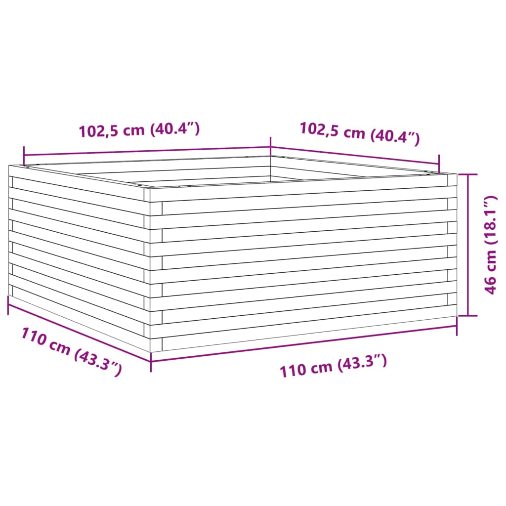 vidaXL plantekasse 110x110x46 cm imprægneret fyrretræ