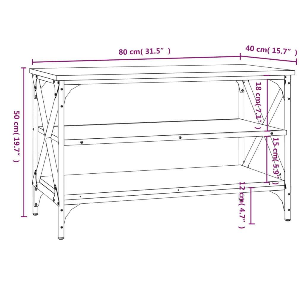 vidaXL tv-bord 80x40x50 cm konstrueret træ sort