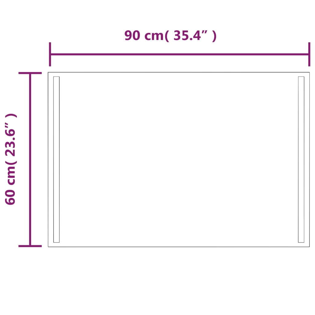 vidaXL badeværelsesspejl med LED-lys 60x90 cm