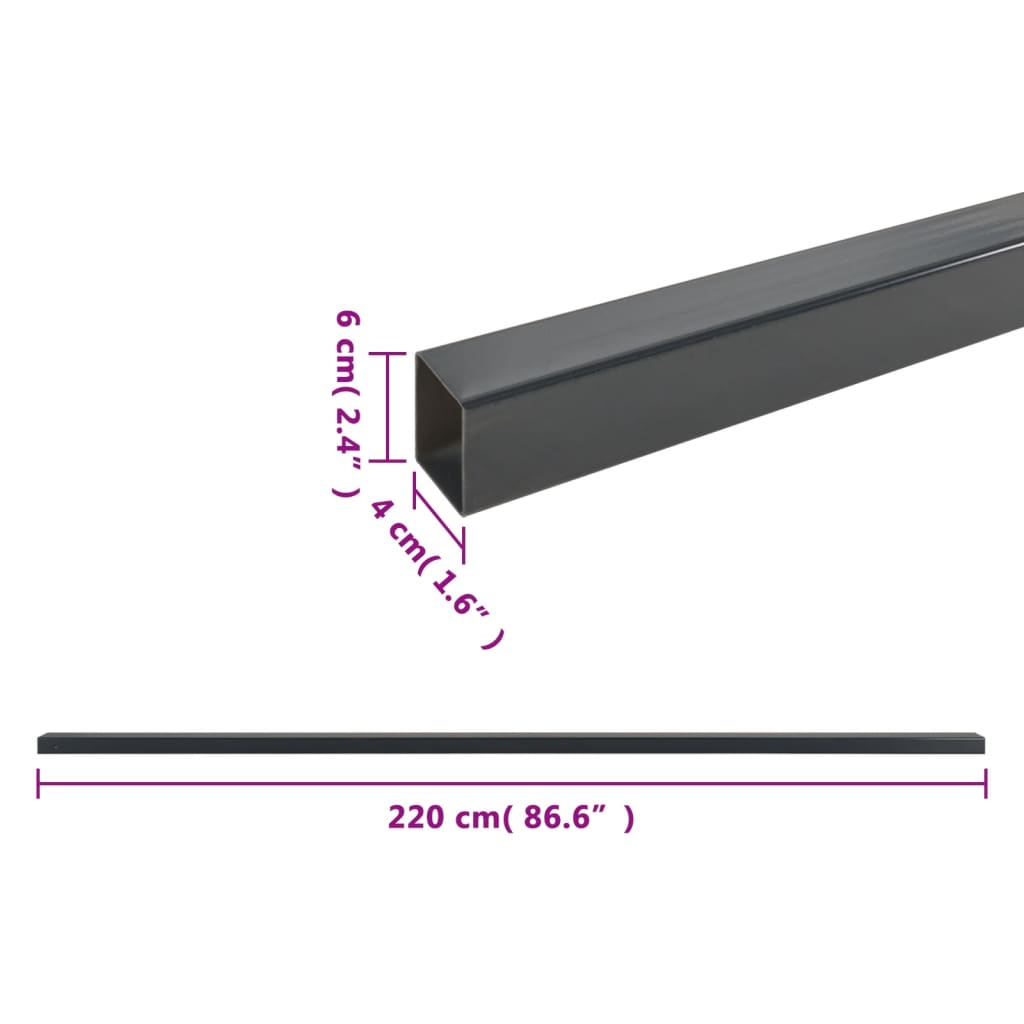 vidaXL stolper til havehegn 30 stk. 220 cm stål grå