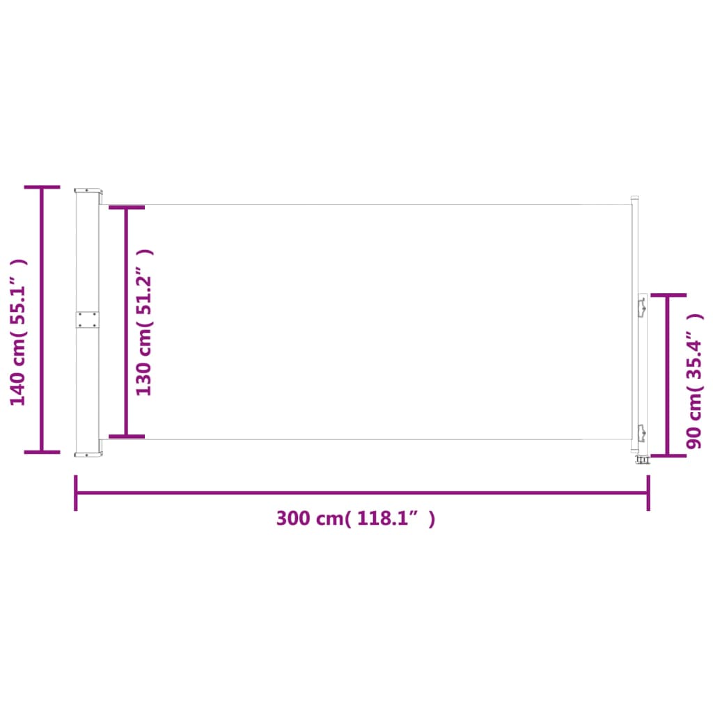 vidaXL sammenrullelig sidemarkise til terrassen 140x300 cm blå